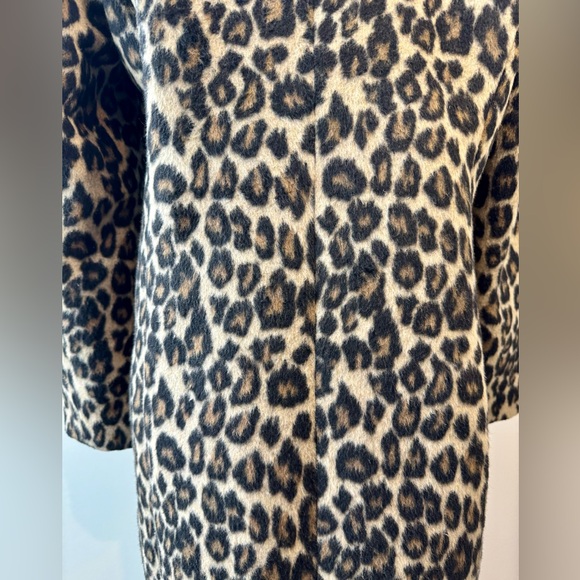 Express Faux Fur Leopard Print Single Breasted Pea Coat Black/Tan Size M - Picture 8 of 14